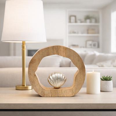 Sagebrook Home Decorative Figurine on Round Wooden Stand Sculpture