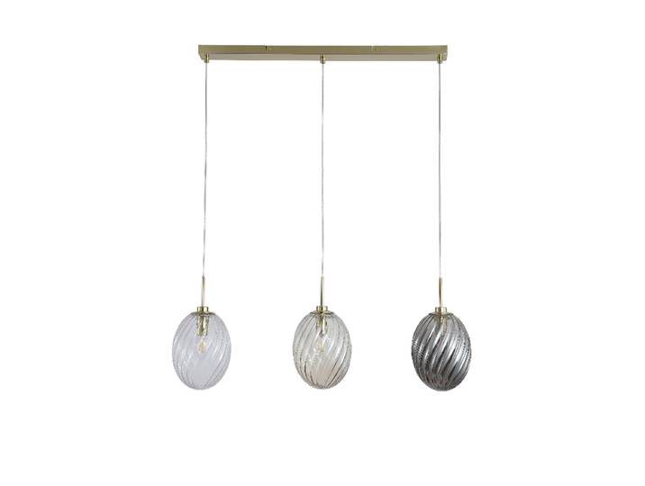 Lineare Moderne Pendellampe Whirl Gold, Klar, Champagner, Rauchglas Searchlight