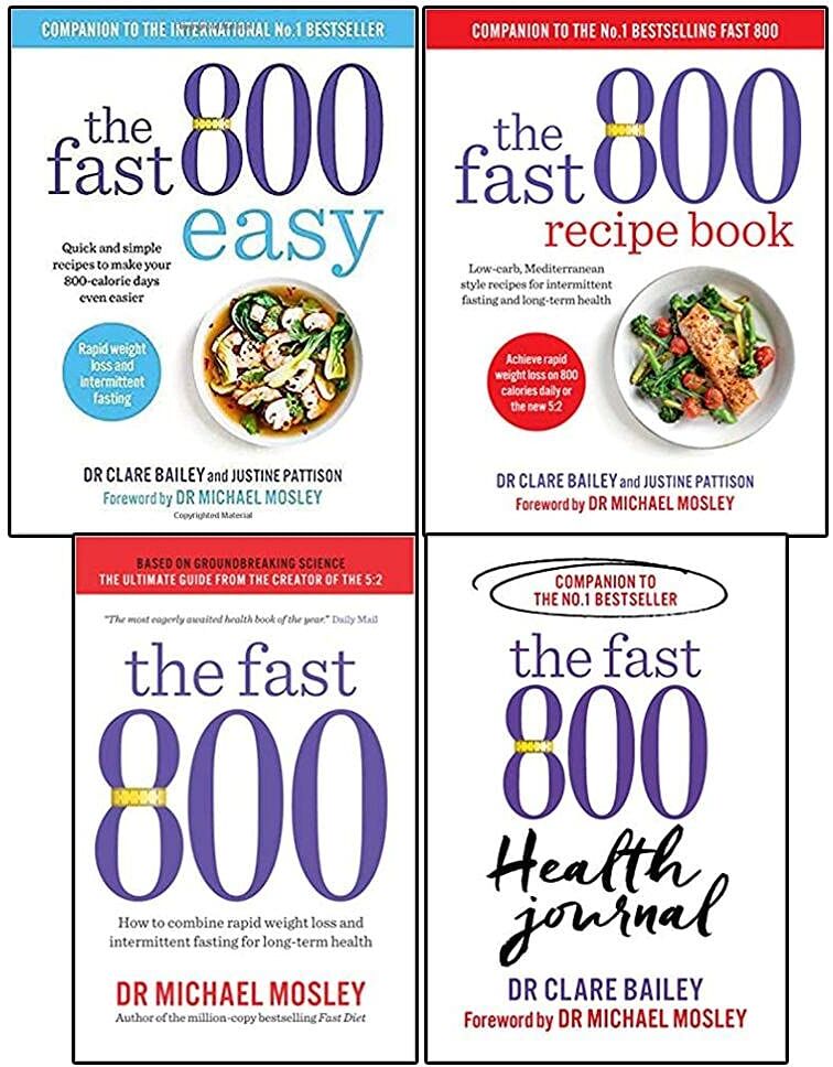 Various Publishers The Fast 800 Series by Dr Michael Mosley & Dr Clare Bailey - 4 Books Collection Set - Diet, Recipes & Health Journal - Paperback