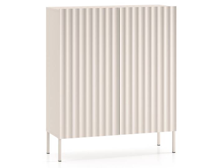Selsey Derriva - Highboard mit geriffelten Fronten, hellbeige, 100 cm