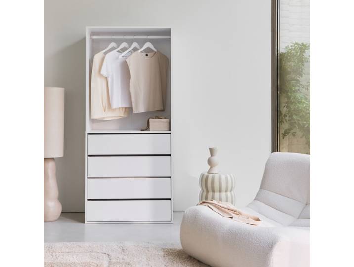Module dressing 4 tiroirs 1 penderie, blanc