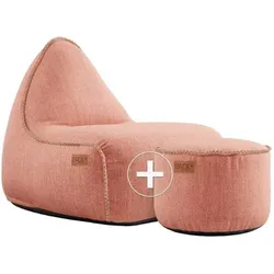 RETROit Cobana Outdoor Sitzsack Loungsessel mit Hocker – Sparset rosé