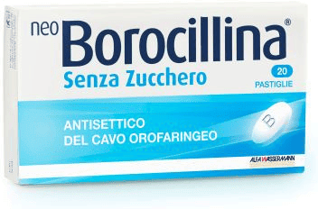 Neoborocillina Antisettico Gola per Mal di Gola 20 Pastiglie Menta Eucalipto Senza Zucchero