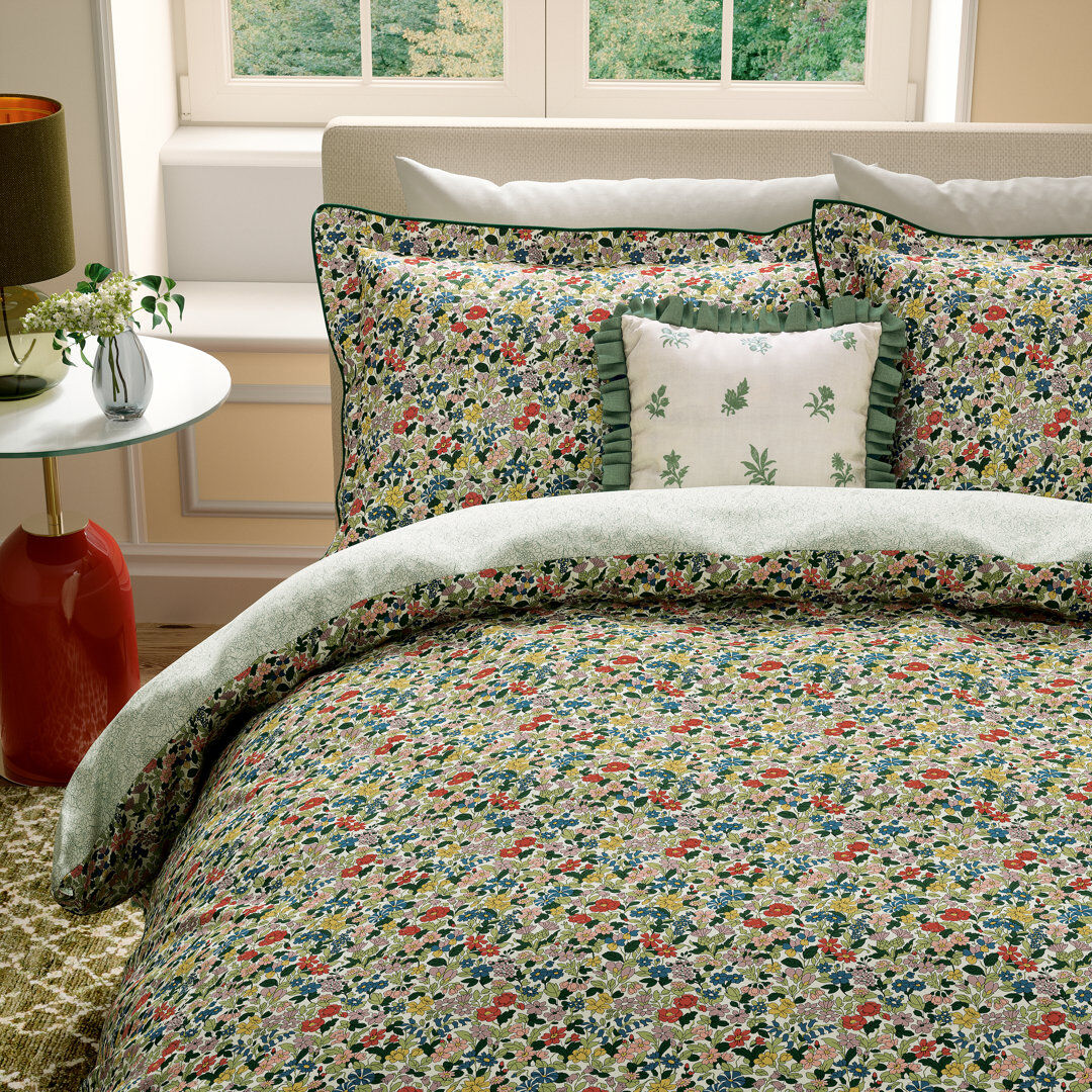 V&A Blossom Harmony Cotton Floral Duvet Cover Set with Pillowcases Super King Duvet Cover + 2 Super King Pillowcases