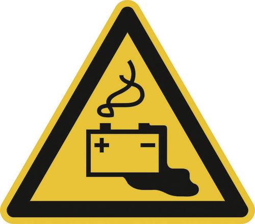 Warnschild Gefahren durch das Aufladen von Batterien Folie selbstklebend 200mm ISO 7010 1St.