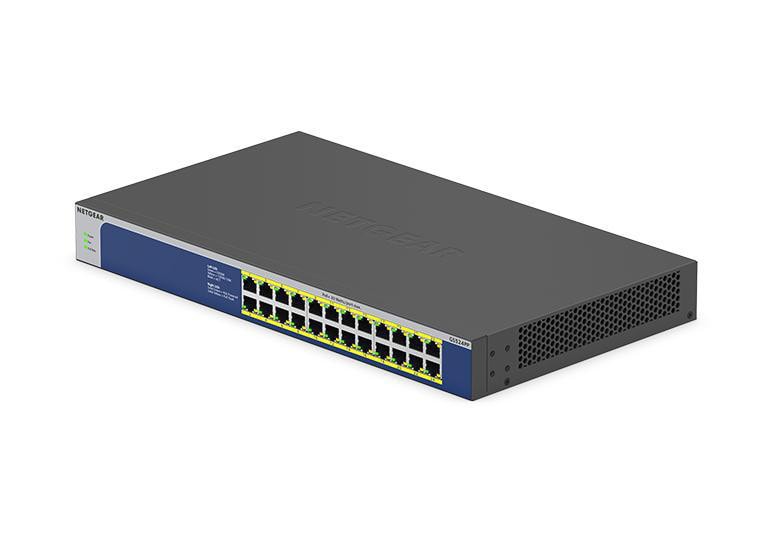 Netgear GS524PP Switch 24 Port Gigabit Ethernet LAN PoE Switch (mit 24x PoE+ 300W erweiterbar, Plug-and-Play, Desktop oder 19 Zoll Rack-Montage)