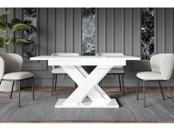 ALTDECOR Esstisch ausziehbar, ideal als Küchentisch, Esszimmertisch oder Wohnzimmertisch, solide Konstruktion aus Möbelplatte - RONX - 140-180x80x75cm - Weiß