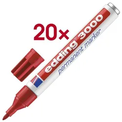 Edding 20x Permanent-Marker 3000 Rundspitze rot