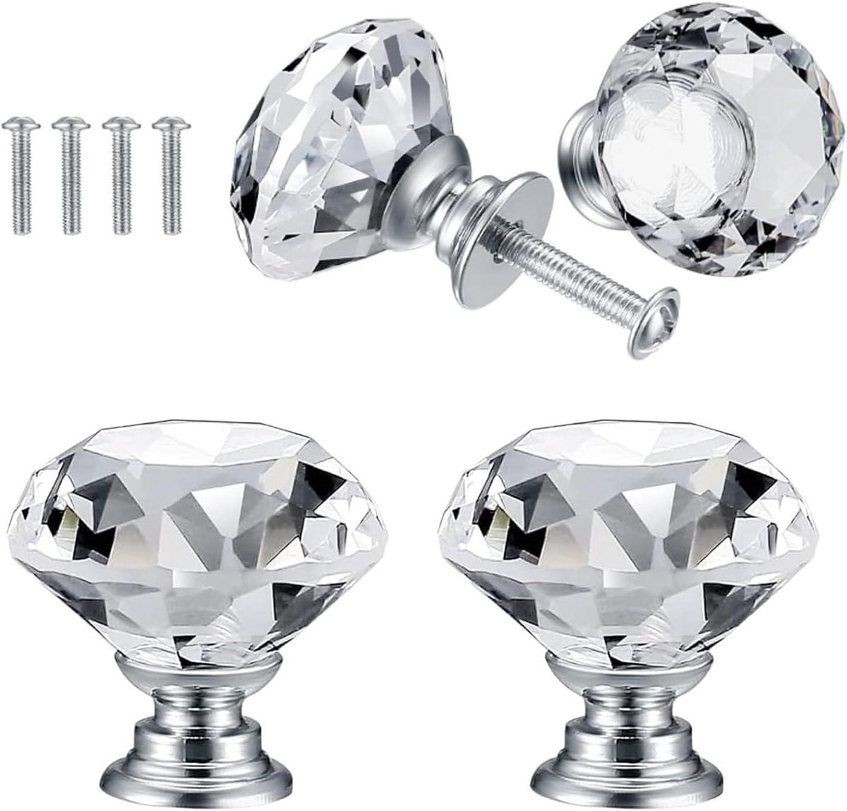 Meubelknoppen Kristal Transparant - Ladegrepen voor Kast en Meubels - 30mm