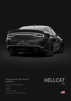 Inspired Finds Dodge Challenger SRT Hellcat Redeye Canvas Wall Art Modern Muscle Car Poster 11.81x15.75 In hellcat Side