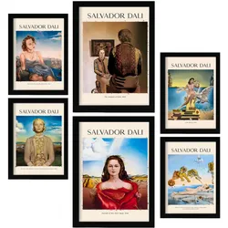 POSTER Set Mit 6 Salvador Dali 2 Sammlung A3 & A4 Schwarzer Rahmen