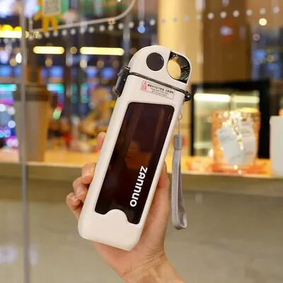 Cozy Casa Charm Square Water Bottle With Lock Lid And Measurements For Travel And Sports white