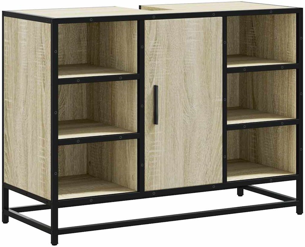 vidaXL Mueble de lavabo para baño roble Sonoma 80x33x60 cm Marrón