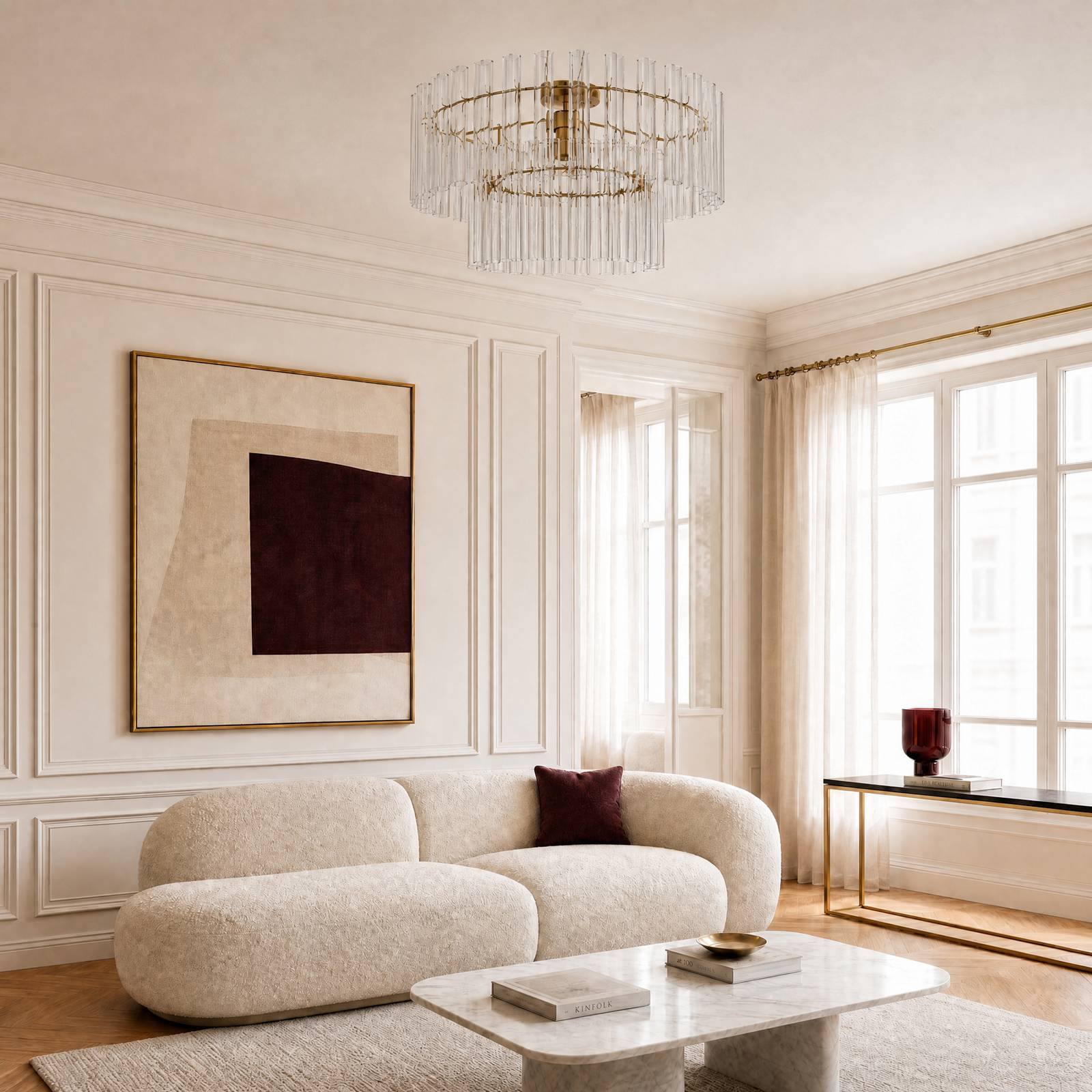Deckenlampe Leanna Lucande, dimmbar, klar / transparent, für Wohn- / Esszimmer, Glas, Modern, Deckenlampe