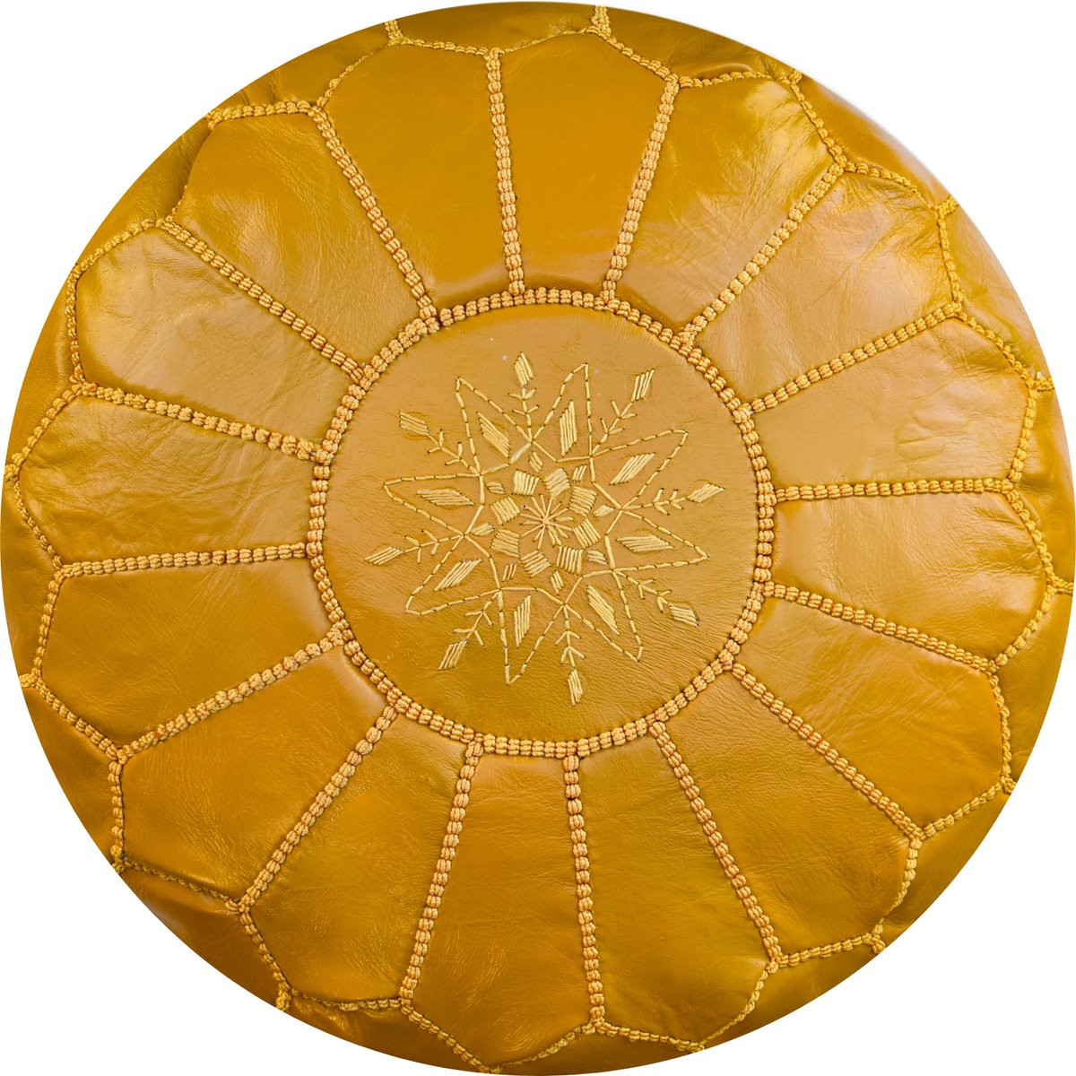 Poufs&Pillows Handgemaakte leren poef - Geel