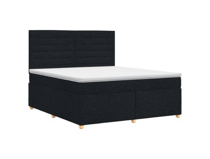 RJPLMFV Boxspringbett mit Matratze, Schwarz, 160 x 200 cm Verstellbares Kopfteil, Lattenrost inklusive, waschbare Bezüge, mittlere Festigkeit