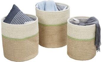 Honey-Can-Do Green/White Set of 3 Nesting Paper Straw Baskets