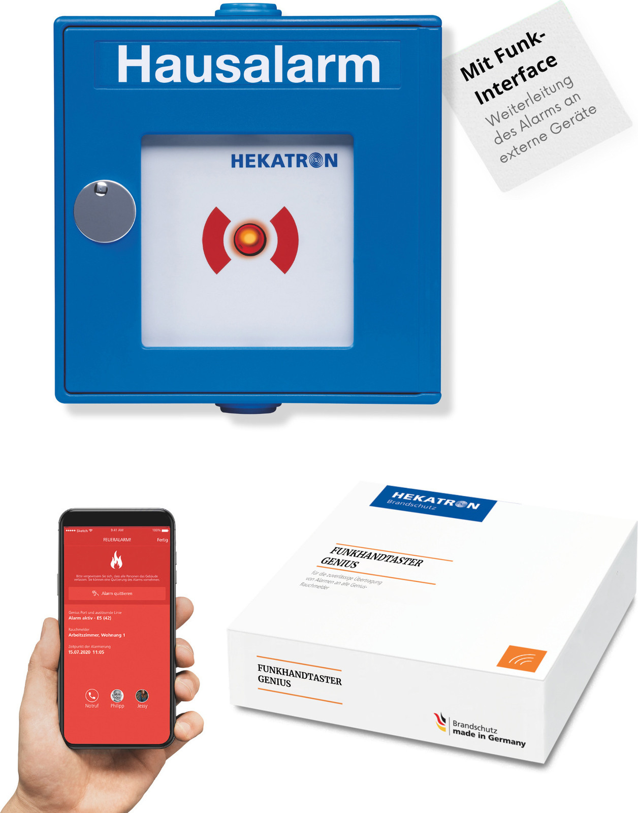 Hekatron Functionele drukknop blauw voor Genius Plus X interface