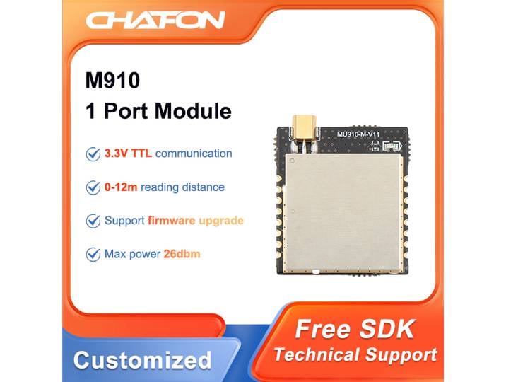 Module lecteur RFID UHF CHAFON MU910-M 865-868MHz avec un port d'antenne pour système d'inventaire