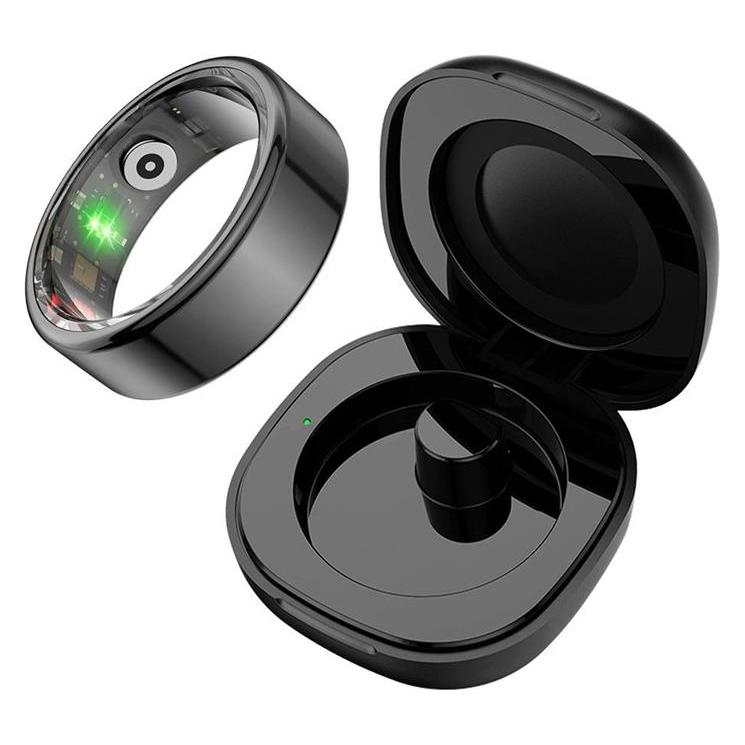 Colmi R02 Smart Ring, Grösse 10, 19,8 mm (schwarz) + Ladebox (10, Schwarz) (R02 Black 10 (case))