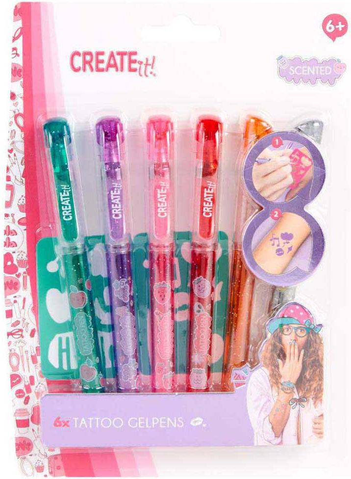Canenco Create it! Tattooverfstift set van 6 met 2 sjablonen en display voor 12 stuks 884200