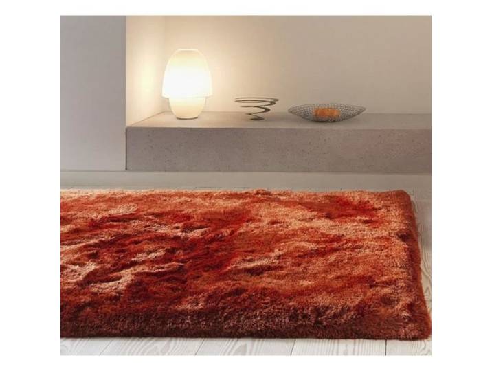 Tapis salon - SPLASH - Orange - 150x150 cm - Poils longs 75 mm