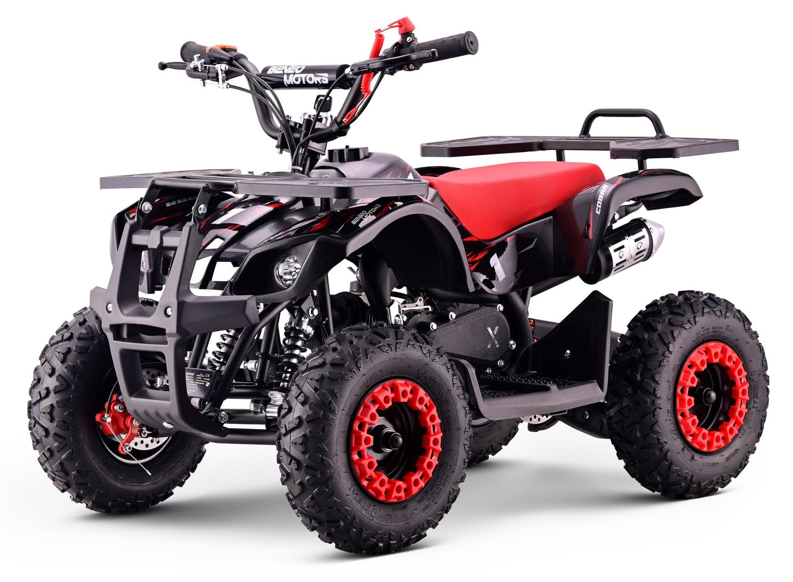 Benzin-Quad für Kinder Beneo Motors COBRA 49 cc - Rot, Zweitaktmotor 1,5 kW, Automatikkupplung, Scheibenbremsen, verstellbarer Geschwindigkeitsbegrenzer