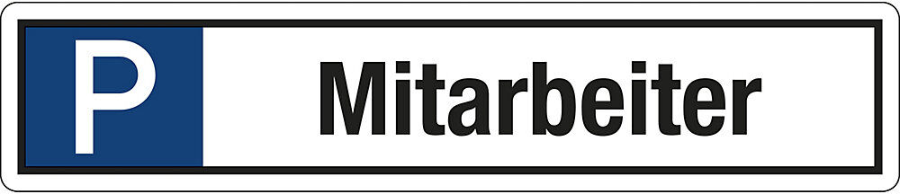 kaiserkraft Parkplatzkennzeichen, Aluminium, P / Mitarbeiter, LxH 520 x 110 mm
