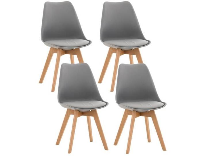 Lot de 4 chaises de salle à manger scandinave nordique pieds en bois naturel Gris Mobilier Tendances