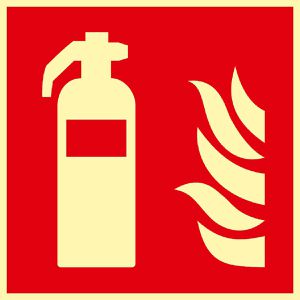 Abtec Hinweisschild ISO 7010 F001 Aluminium, 20 x 20 cm, nachleuchtend, Feuerlöscher
