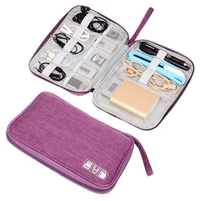Electronics Organizer Bag And Waterproof Cable Storage Pouch Travel Tech Accessories Organizer Case purple