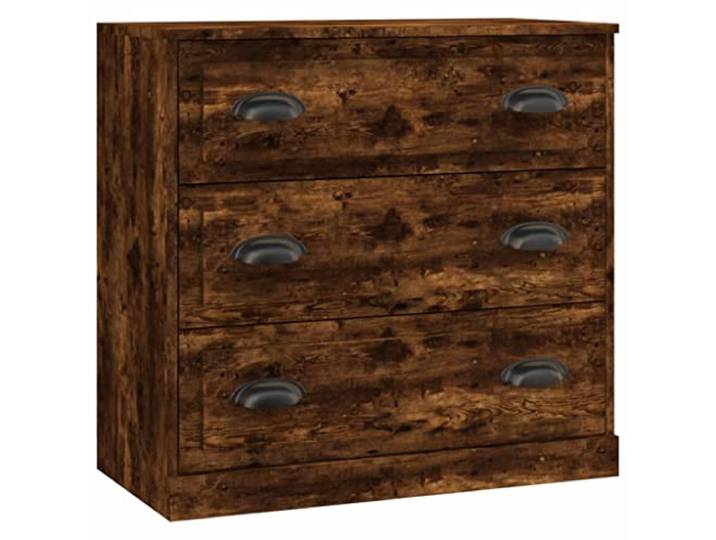 KTHLBRH Sideboards 2 Stück Eiche Rauchholz mehrschichtig 70 x 35,5 x 67,5 cm, großer Stauraum, Ausstellungsfläche, Montage erforderlich