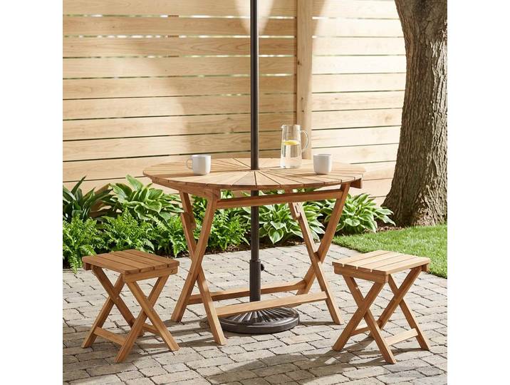 vidaXL Klappbarer Gartentisch Natur Ø 110 x 75 cm Massivholz Teak