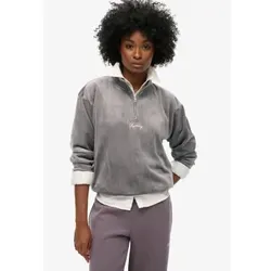 Superdry für Damen. W2012206A Country Club Sweatshirt aus grauem Samt (XS), Lässig, Polyester