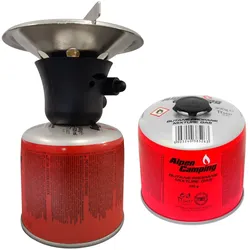 Gazcamp Gaskocher Campingkocher 1,3 kW mit Piezozündung für 7/16" Gewinde Schra...