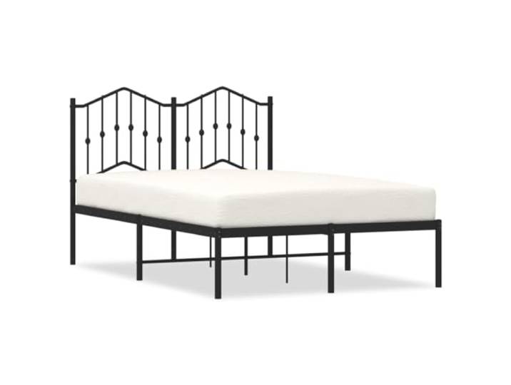 KKgypkn Metallbettgestell mit Kopfteil, Stahlbett schwarz 120x190 cm, Bettrahmen mit Lattenrost und Mittelbeinen, robuster Bettrahmen für Schlafzimmer