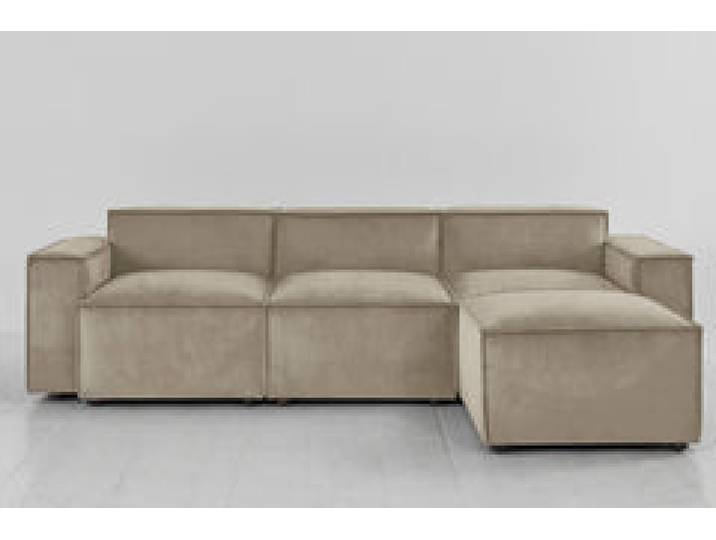 Dreisitzer-Sofa Model 03 mit Chaiselongue rechts, Flachs