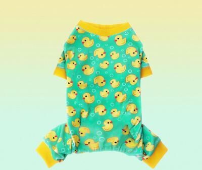 Inspire Select Yellow Duck Dog Pajamas Soft Stretch Dog Jammies For Small Dogs & Cats 2xl
