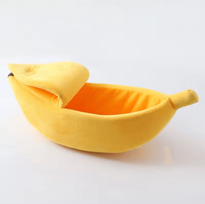 Inspire Curations Cute Banana Shape Cat Bed For Cozy Winter Sleep & Indoor Comfort yellow l
