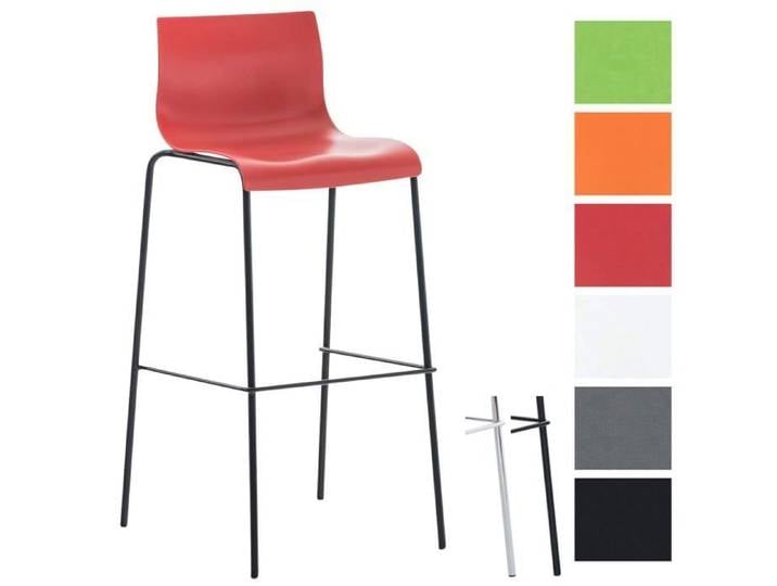 Tabouret de Bar - CLP - HOOVER - Plastique Rouge - Empilable - Dossier Ergonomique