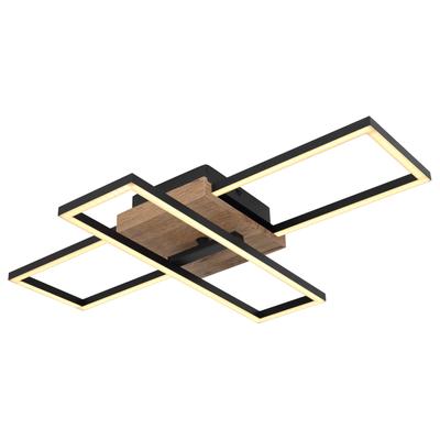 GLOBO LIGHTING LED Deckenleuchte "KENDRA", schwarz, Leuchten, Deckenlampe/Wohnzimmer/Schlafzimmer/modern/Holz, LED Deckenleuchte