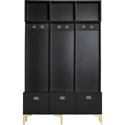 GARDEROBE in Schwarz und Gold, mit Sitzbank und 6 Haken
