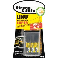 UHU 44305 - UHU ALLESKLEBER SUPER Strong & Safe, 3 x 1g