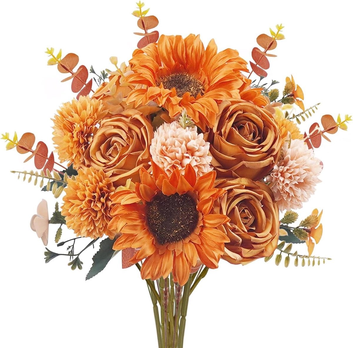 Kunstbloemen Herfstboeket Oranje - Zijden Namaakbloemen voor Woonkamerdecoratie - 30 cm