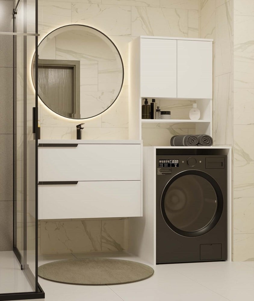 Veneti Kast boven de wasmachine POLA MULTI wit