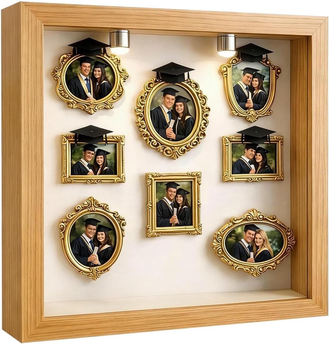 Museum Fotolijst Set Miniatuur Decoratie Gouden Afwerking 25x25 cm - Goud