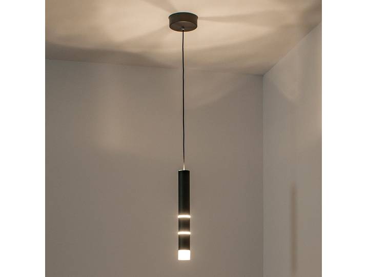 Vega LED-Hängeleuchte, ein Zylinder, schwarz - PURE - Wohnzimmer - Modern - Metall - Einflammig