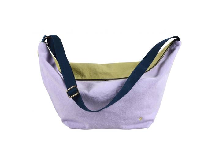 Sac demi-lune en coton bio lilas 53 x 28 x 12 cm