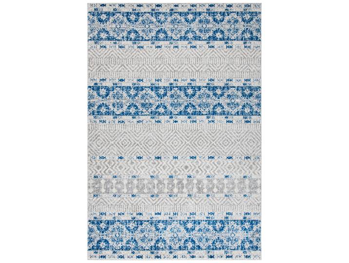 Tapis bohémien en polypropylène argent/bleu, 122 x 183 cm