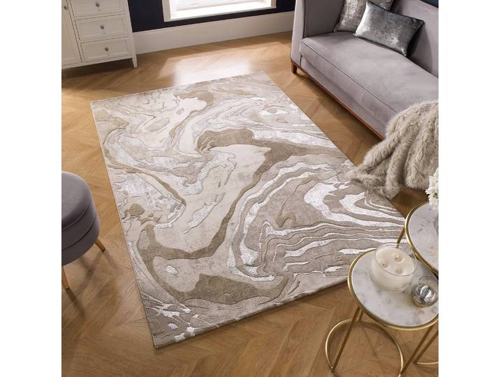 Kurzflorteppich Marbled Braun/Beige 160 x 230cm Netzstoff
